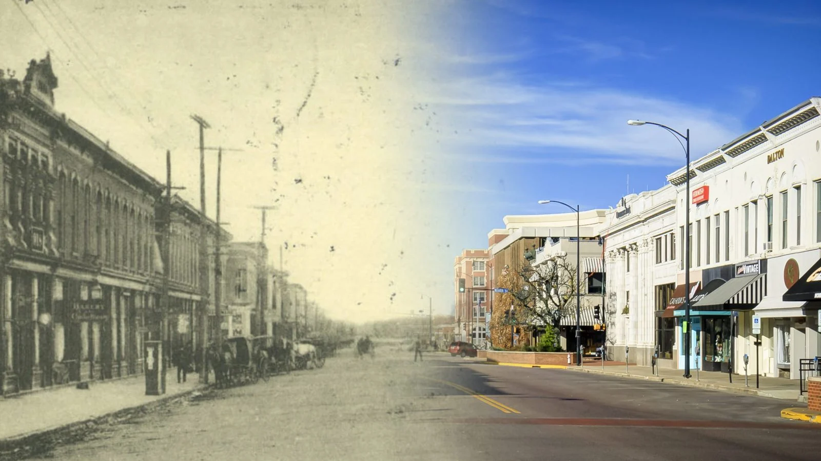 Broadway blending a 1900s view with today